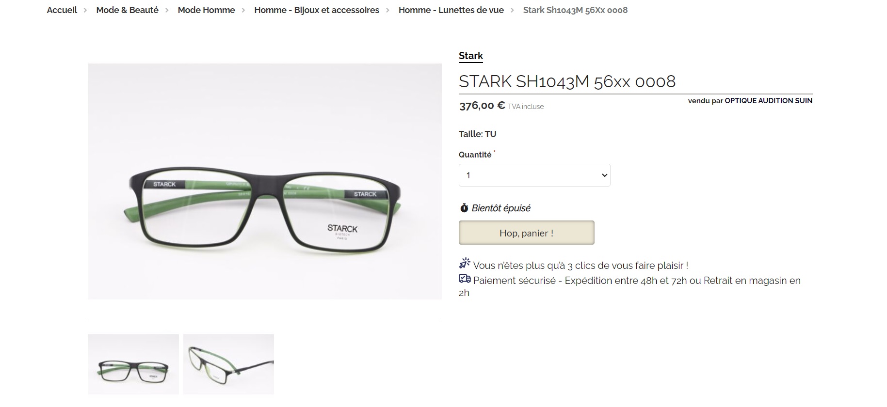 Site e-commerce Optique Audition Suin Valenciennes