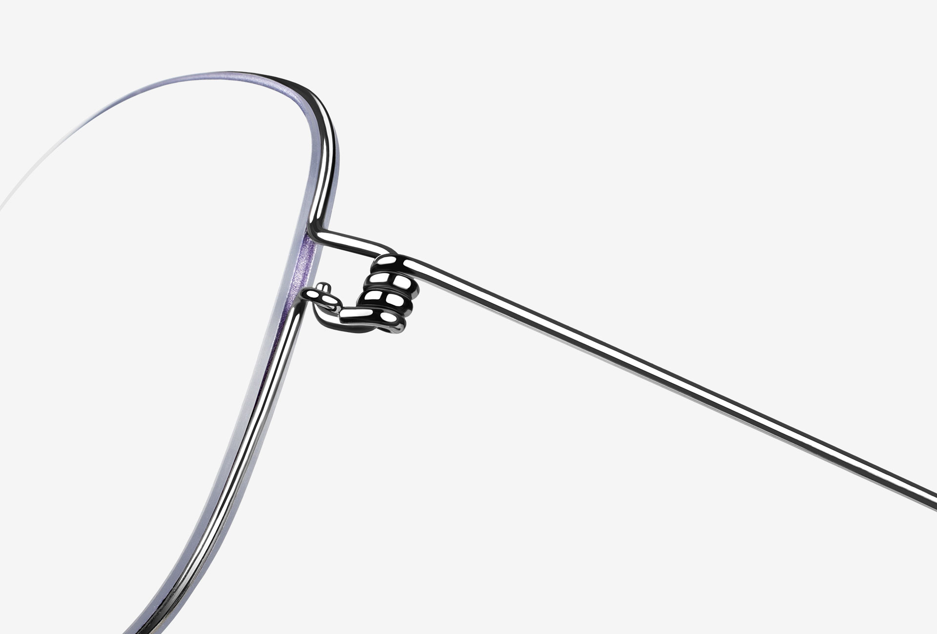 Détail charnière sans vis lunettes LINDBERG en titane ultra léger – Optique Audition Suin Valenciennes